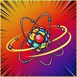 atom with electrons orbiting it.